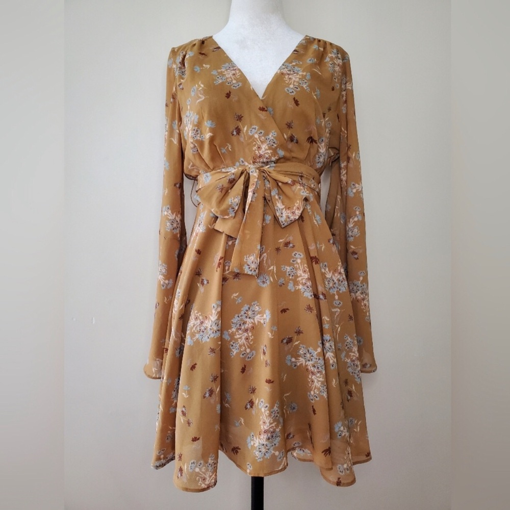 Free People Lilou Dress Toffee Combo Long sleeve cocktail dress - Picture 5 of 11